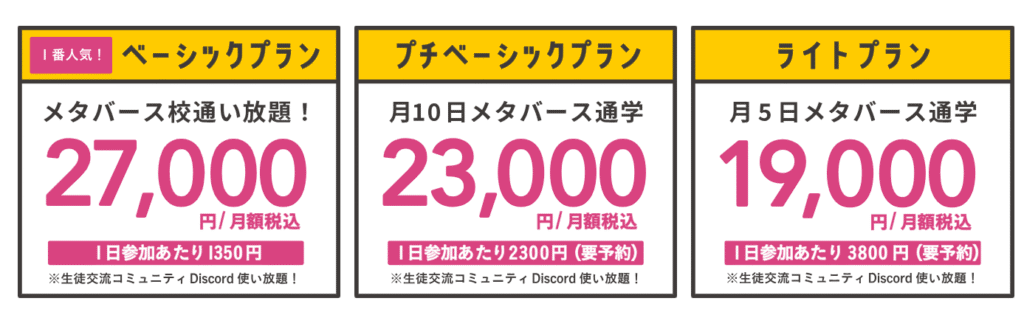 aini schoolメタバース基本プランの料金